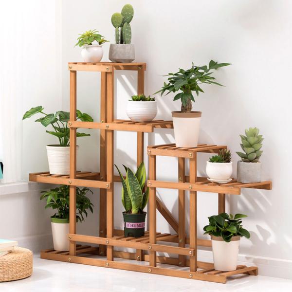 Qian Massivholz Regal mehrstufig Blumenständer Blumentopfständer 107*25*85cm